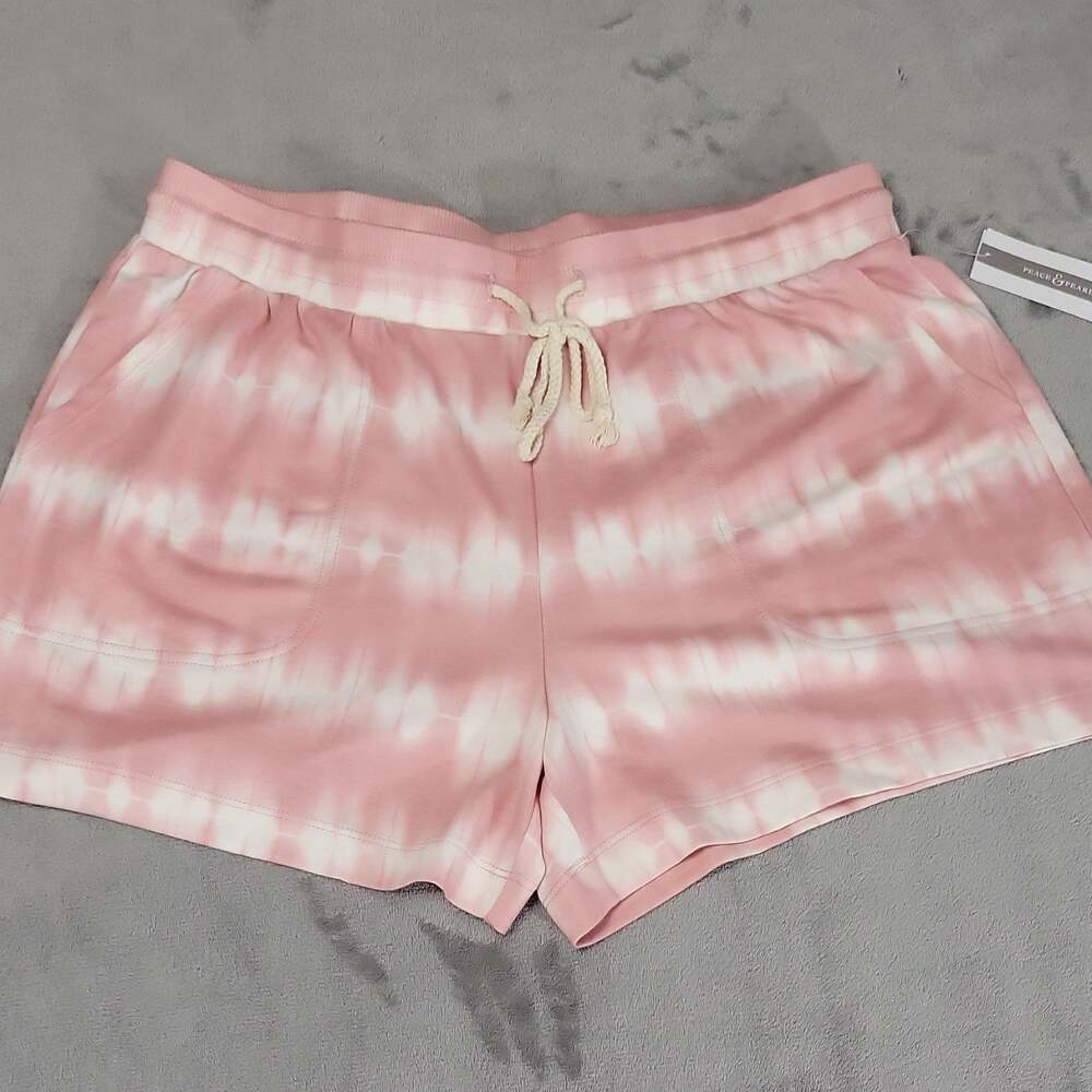 Peace & Pearls Pink Tie Dye Lounge Shorts XL Coastal Soft Girl Y2K Athleisure